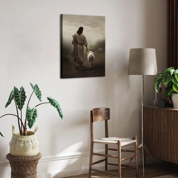 Multicolor_Framed_Jesus_and_Lamb_Canvas_Wall_Art_God_Faith_Poster_Prints_Wall_Decor_Picture_Christian_Home_Bedroom_Decoration