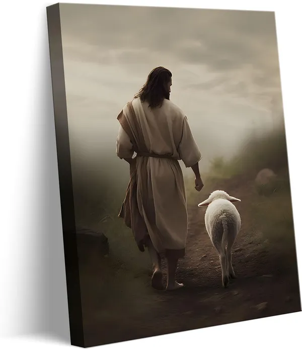 Multicolor_Framed_Jesus_and_Lamb_Canvas_Wall_Art_God_Faith_Poster_Prints_Wall_Decor_Picture_Christian_Home_Bedroom_Decoration