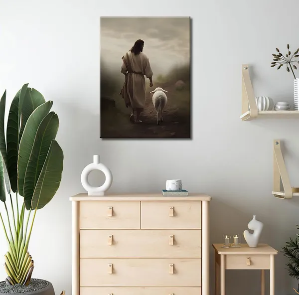 Multicolor_Framed_Jesus_and_Lamb_Canvas_Wall_Art_God_Faith_Poster_Prints_Wall_Decor_Picture_Christian_Home_Bedroom_Decoration