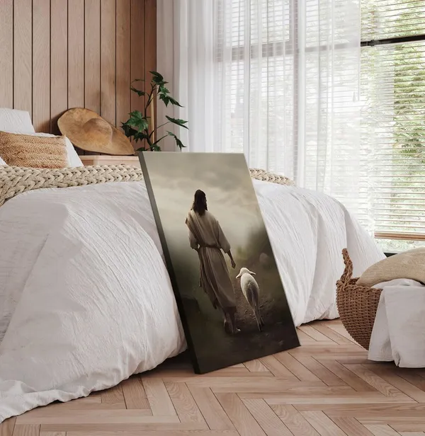 Multicolor_Framed_Jesus_and_Lamb_Canvas_Wall_Art_God_Faith_Poster_Prints_Wall_Decor_Picture_Christian_Home_Bedroom_Decoration