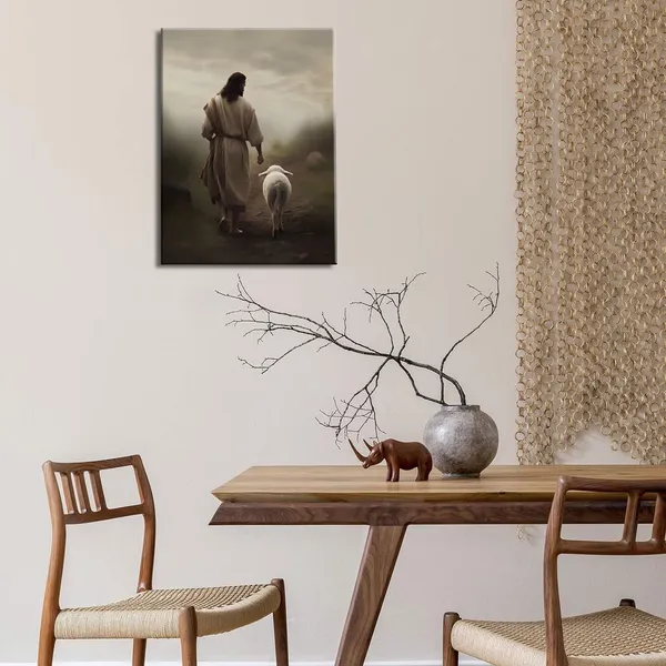Multicolor_Framed_Jesus_and_Lamb_Canvas_Wall_Art_God_Faith_Poster_Prints_Wall_Decor_Picture_Christian_Home_Bedroom_Decoration