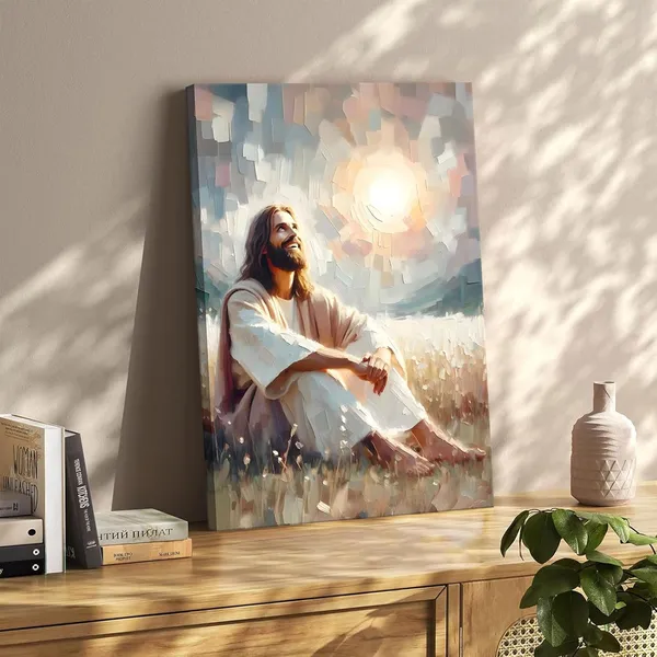 Multicolor_Jesus_Canvas_Wall_Art_Christian_Boho_Jesus_Sun_and_Smiles_Wall_Decor_Pictures_Religious_Faith_Posters_Prints_|_For_Living_Room_Bedroom_Christ_Decoration,12x16in