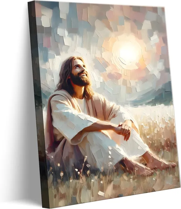Multicolor_Jesus_Canvas_Wall_Art_Christian_Boho_Jesus_Sun_and_Smiles_Wall_Decor_Pictures_Religious_Faith_Posters_Prints_|_For_Living_Room_Bedroom_Christ_Decoration,12x16in