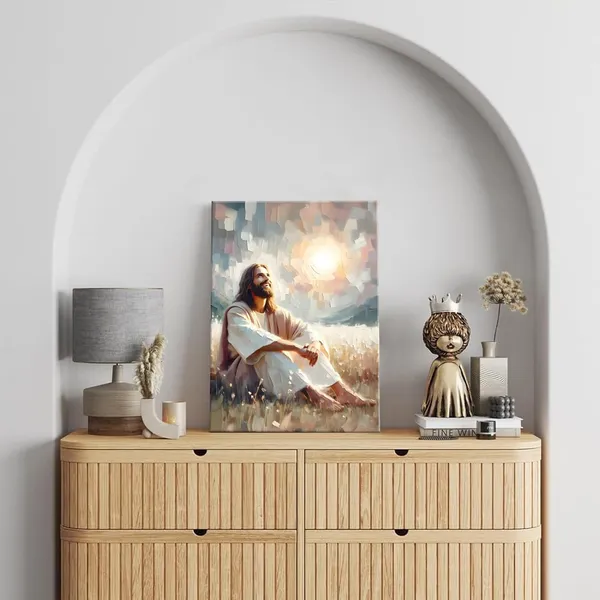 Multicolor_Jesus_Canvas_Wall_Art_Christian_Boho_Jesus_Sun_and_Smiles_Wall_Decor_Pictures_Religious_Faith_Posters_Prints_|_For_Living_Room_Bedroom_Christ_Decoration,12x16in