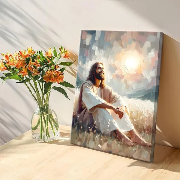 Multicolor_Jesus_Canvas_Wall_Art_Christian_Boho_Jesus_Sun_and_Smiles_Wall_Decor_Pictures_Religious_Faith_Posters_Prints_|_For_Living_Room_Bedroom_Christ_Decoration,12x16in