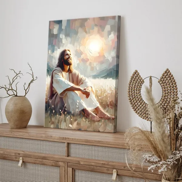 Multicolor_Jesus_Canvas_Wall_Art_Christian_Boho_Jesus_Sun_and_Smiles_Wall_Decor_Pictures_Religious_Faith_Posters_Prints_|_For_Living_Room_Bedroom_Christ_Decoration,12x16in