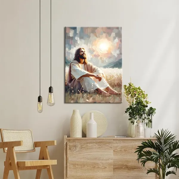 Multicolor_Jesus_Canvas_Wall_Art_Christian_Boho_Jesus_Sun_and_Smiles_Wall_Decor_Pictures_Religious_Faith_Posters_Prints_|_For_Living_Room_Bedroom_Christ_Decoration,12x16in