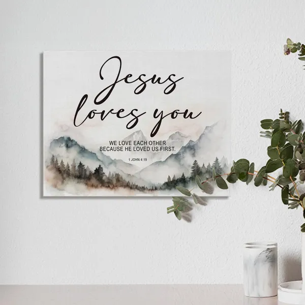 Multicolor_Christian_Wall_Art,_Jesus_Loves_You_Bible_Verses_Canvas_Wall_Decor,_1_John_4:19_Inspirational_Decor,_Christian_Gifts_Scripture_Decor,_Prayer_Room_Decor,_Office_Bathroom_Decor,_11x14