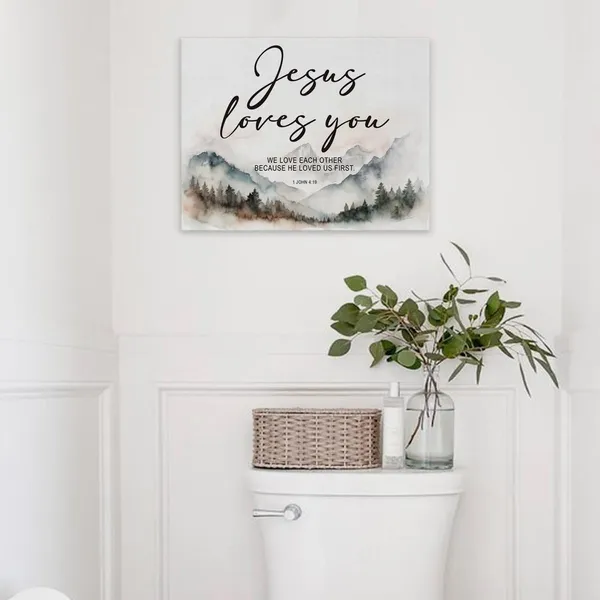 Multicolor_Christian_Wall_Art,_Jesus_Loves_You_Bible_Verses_Canvas_Wall_Decor,_1_John_4:19_Inspirational_Decor,_Christian_Gifts_Scripture_Decor,_Prayer_Room_Decor,_Office_Bathroom_Decor,_11x14
