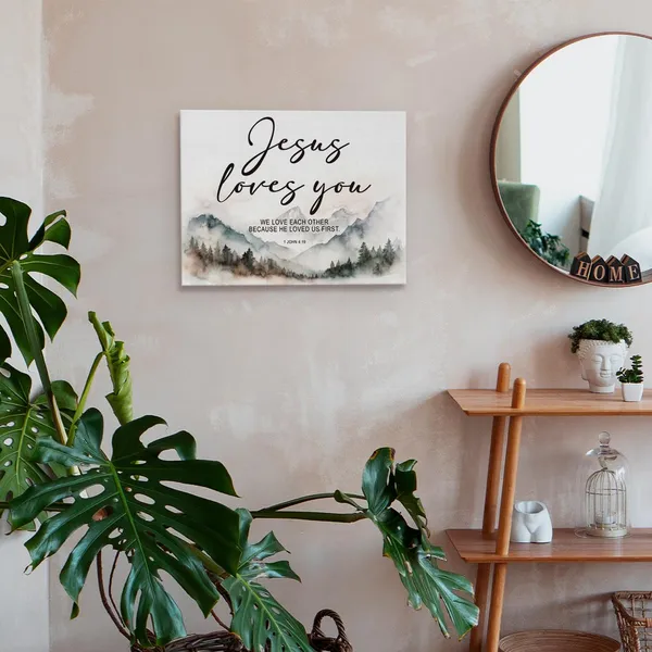 Multicolor_Christian_Wall_Art,_Jesus_Loves_You_Bible_Verses_Canvas_Wall_Decor,_1_John_4:19_Inspirational_Decor,_Christian_Gifts_Scripture_Decor,_Prayer_Room_Decor,_Office_Bathroom_Decor,_11x14