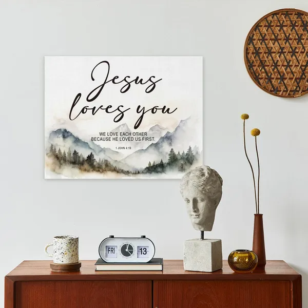 Multicolor_Christian_Wall_Art,_Jesus_Loves_You_Bible_Verses_Canvas_Wall_Decor,_1_John_4:19_Inspirational_Decor,_Christian_Gifts_Scripture_Decor,_Prayer_Room_Decor,_Office_Bathroom_Decor,_11x14