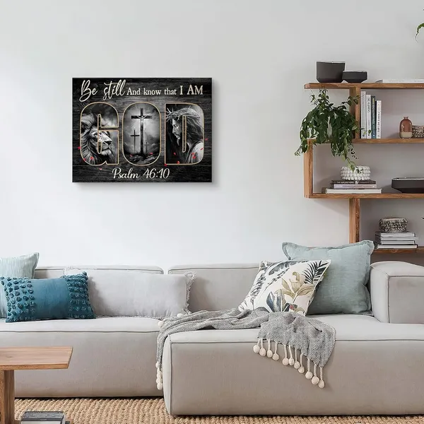 Multicolor_God_Canvas_Wall_Art_Lion_And_Jesus_Cross_Picture_Poster_Wall_Decor_Christian_Inspirational_Quotes_Prints_Painting_Framed_Vintage_Artwork_|_For_Bathroom_Office_Bedroom_12''X16''