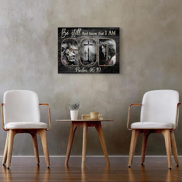 Multicolor_God_Canvas_Wall_Art_Lion_And_Jesus_Cross_Picture_Poster_Wall_Decor_Christian_Inspirational_Quotes_Prints_Painting_Framed_Vintage_Artwork_|_For_Bathroom_Office_Bedroom_12''X16''