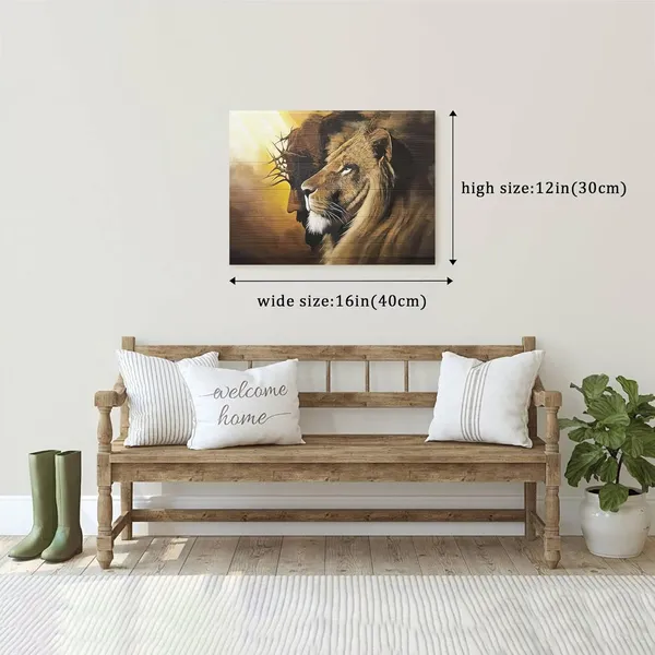 Multicolor_Fantasy_Artists_Framed_Jesus_Christ_Canvas_Wall_Art_The_Lion_of_Judah_Christian_Painting_Prints_Biblical_Wall_Decor_Religious_Room_Decor_|_For_Church_Prayer_Room_Christian_Schools_Hospitals_12"_x_16"