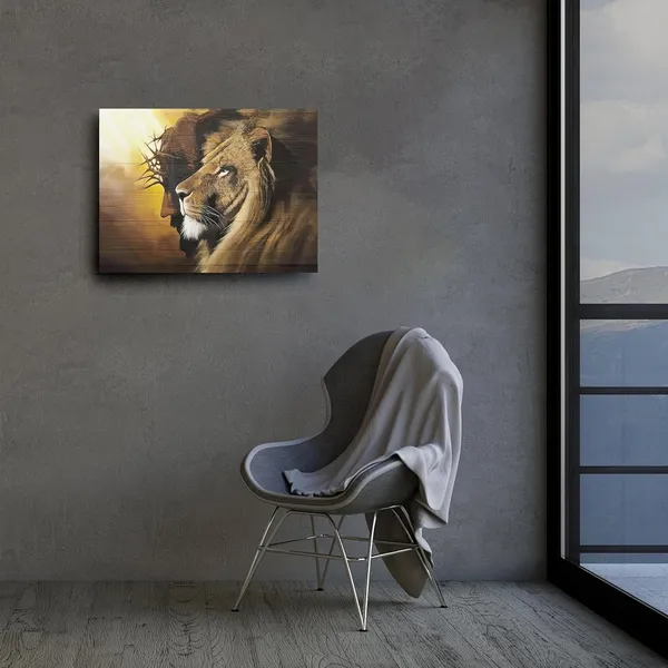 Multicolor_Fantasy_Artists_Framed_Jesus_Christ_Canvas_Wall_Art_The_Lion_of_Judah_Christian_Painting_Prints_Biblical_Wall_Decor_Religious_Room_Decor_|_For_Church_Prayer_Room_Christian_Schools_Hospitals_12"_x_16"