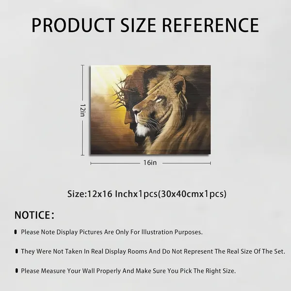 Multicolor_Fantasy_Artists_Framed_Jesus_Christ_Canvas_Wall_Art_The_Lion_of_Judah_Christian_Painting_Prints_Biblical_Wall_Decor_Religious_Room_Decor_|_For_Church_Prayer_Room_Christian_Schools_Hospitals_12"_x_16"