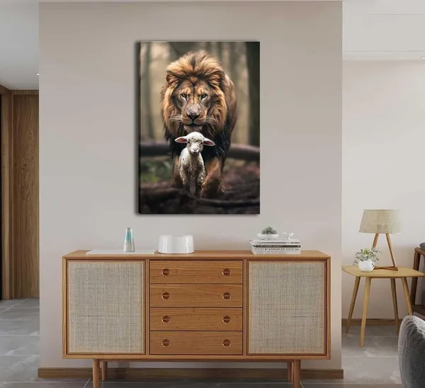 Multicolor_Jesus_Lion_King_and_Lamb_Wall_art_Religious_Paintings_Canvas_Artwork_Bible_Painting_Print_God_Christ_Spiritual_Inspirational_Farmhouse_god's_fingerprints_artwork_Church_Of_Christian_And_lamb_Decor