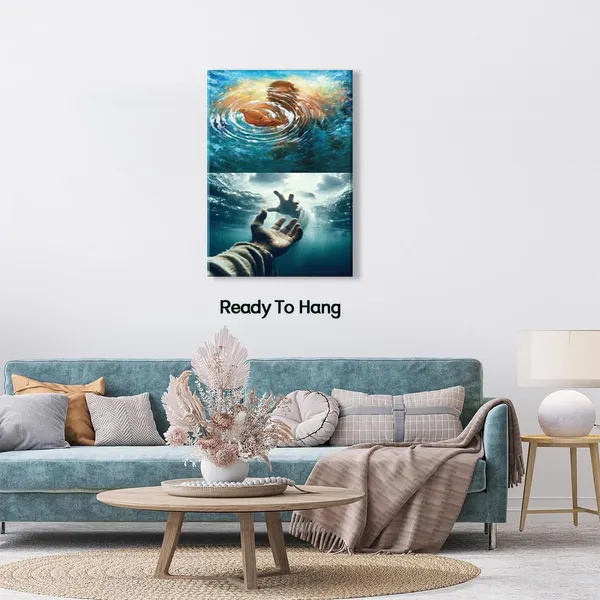 Multicolor_Jesus_Wall_Art_Give_Me_Your_Hand_Hand_Of_God_Canvas_Wall_Decor_Jesus_Hand_Reaching_Into_The_Water_Salvation_Print_Blue_Sea_Bible_Christian_Picture_Painting_Church_Decor_Ready_To_Hang_Size:_12x16