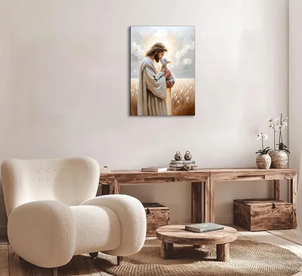 Multicolor_Jesus_Holding_sheep_kissing_Canvas_Wall_Art_Jesus_Christ_The_Good_Shepherd_Wall_Decor_Picture_God_Faith_Christian_Poster_Print_|_For_Home_Living_Room_Bedroom_Home_Decoration