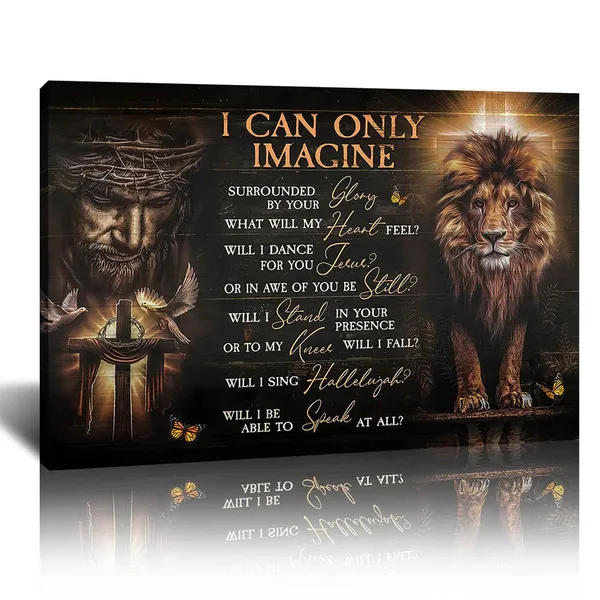 Multicolor_Jesus_and_Judah_Lion_Wall_Art_Jesus_I_Can_Only_Imagine_Pictures_|_For_Wall_Christian_Religious_Canvas_Prints_Painting_Modern_Inspirational_Artwork_Decor_Framed_12x16inch