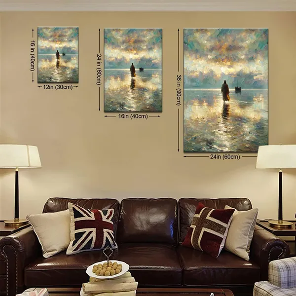 Multicolor_Framed_Jesus_Pictures_|_For_Wall_God_Canvas_Wall_Art_Jesus_Walking_on_Water_Paintings_print_|_For_Living_Room_Christian_Art_Decor_Religious_Posters_Ready_to_Hang_12x16Inches