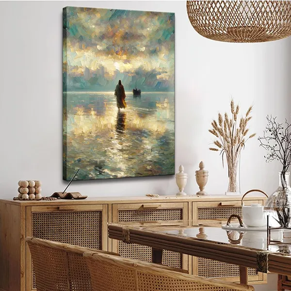 Multicolor_Framed_Jesus_Pictures_|_For_Wall_God_Canvas_Wall_Art_Jesus_Walking_on_Water_Paintings_print_|_For_Living_Room_Christian_Art_Decor_Religious_Posters_Ready_to_Hang_12x16Inches