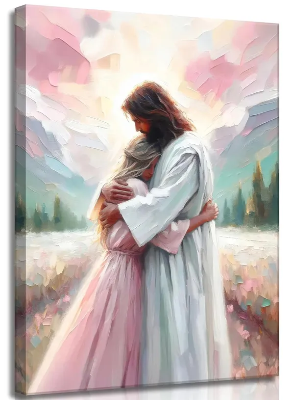 Multicolor_Jesus_Hugging_Woman_Canvas_Wall_Art_Christian_Bible_Stories_Painting_Picture_Wall_Decor_Religious_Belief_Inspirational_Poster_Print_Artwork_|_For_Living_Room_Bedroom_Home_Decoration