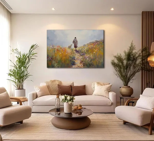 Multicolor_Jesus_leaves_the_99_sheep_Wall_Art_Christian_Jesus_God_Savior_Wall_Decor_Pictures_Parable_The_Lost_Sheep_Religious_Scripture_Posters_Art_Prints_|_For_Living_Room_Bedroom_Church_Scene_Home_Decoration
