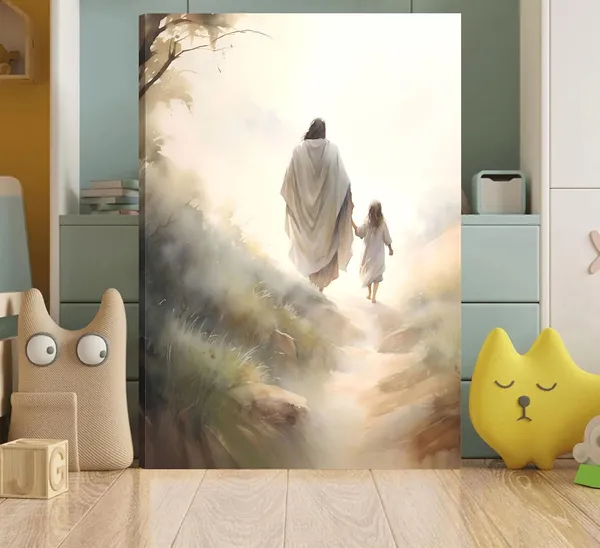 Multicolor_Framed_Jesus_Wall_Art_Picture_Christian_Canvas_Poster_Prints_Follow_Me_Painting_Wall_Decor_|_For_Living_Room_Kids_Room_Bedroom_12x16in