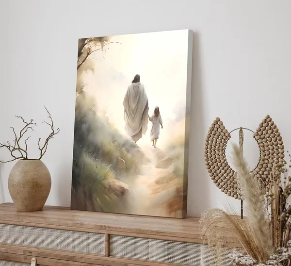 Multicolor_Framed_Jesus_Wall_Art_Picture_Christian_Canvas_Poster_Prints_Follow_Me_Painting_Wall_Decor_|_For_Living_Room_Kids_Room_Bedroom_12x16in