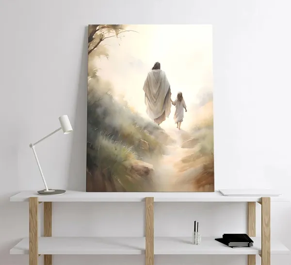 Multicolor_Framed_Jesus_Wall_Art_Picture_Christian_Canvas_Poster_Prints_Follow_Me_Painting_Wall_Decor_|_For_Living_Room_Kids_Room_Bedroom_12x16in