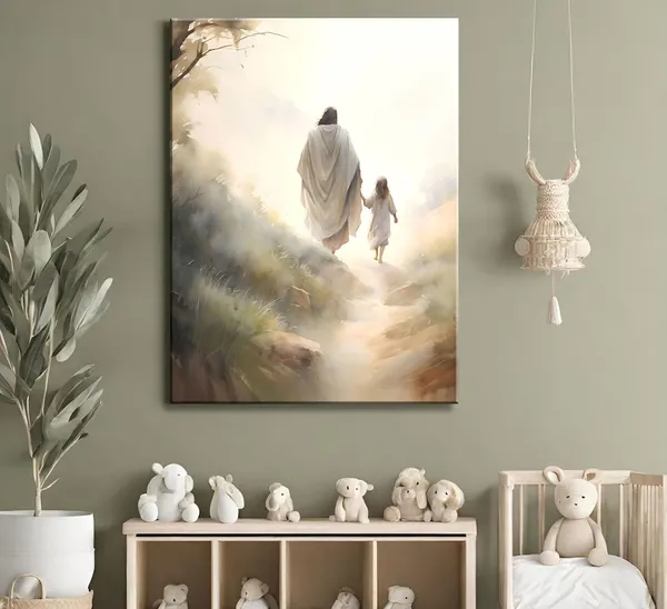 Multicolor_Framed_Jesus_Wall_Art_Picture_Christian_Canvas_Poster_Prints_Follow_Me_Painting_Wall_Decor_|_For_Living_Room_Kids_Room_Bedroom_12x16in