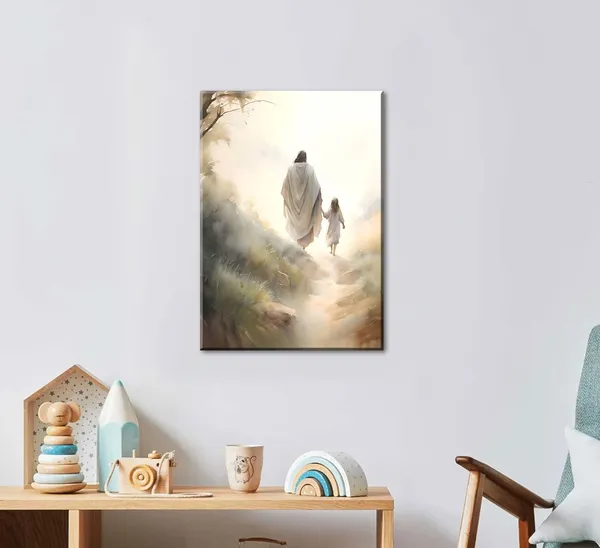 Multicolor_Framed_Jesus_Wall_Art_Picture_Christian_Canvas_Poster_Prints_Follow_Me_Painting_Wall_Decor_|_For_Living_Room_Kids_Room_Bedroom_12x16in