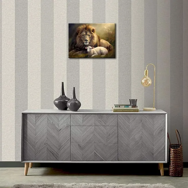 Multicolor_Lion_Wall_Art_Lamb_Canvas_Prints_Jesus_Awesome_Lamb_and_Lion_Canvas_Wall_Art_Modern_Art_Painting_Framed_|_For_Living_Room_Bedroom_Bathroom_Office_Decor_Ready_To_Hang_12x16inches