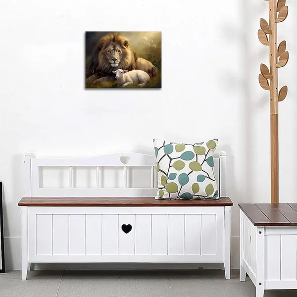 Multicolor_Lion_Wall_Art_Lamb_Canvas_Prints_Jesus_Awesome_Lamb_and_Lion_Canvas_Wall_Art_Modern_Art_Painting_Framed_|_For_Living_Room_Bedroom_Bathroom_Office_Decor_Ready_To_Hang_12x16inches