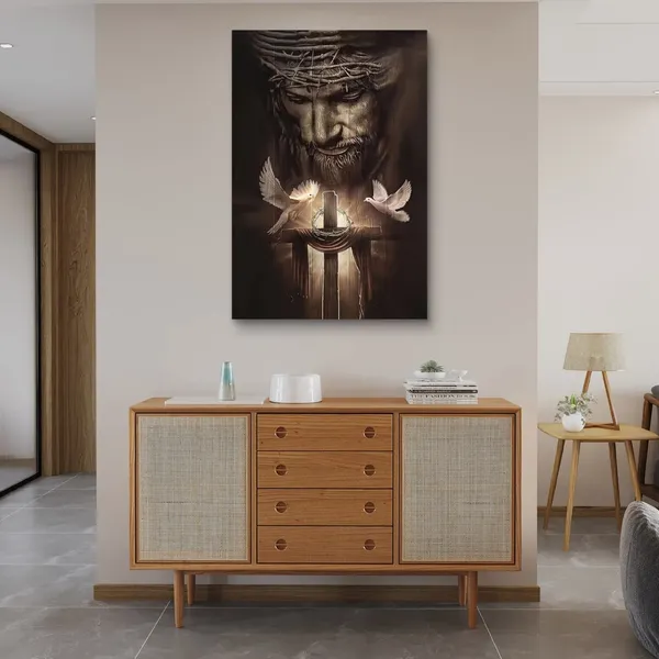 Multicolor_Christian_Jesus_Lion_Canvas_Wall_Art_Jesus_And_The_Cross_And_The_Dove_Of_Peace_Wall_Decor_Jesus_Artwork_Christian_Wall_Art_Picture_of_God_Posters_|_For_Room_Churches_Ready_To_Hang_12x16_inch