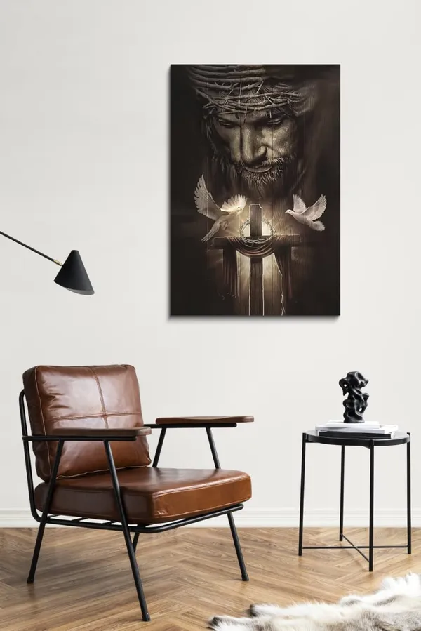 Multicolor_Christian_Jesus_Lion_Canvas_Wall_Art_Jesus_And_The_Cross_And_The_Dove_Of_Peace_Wall_Decor_Jesus_Artwork_Christian_Wall_Art_Picture_of_God_Posters_|_For_Room_Churches_Ready_To_Hang_12x16_inch