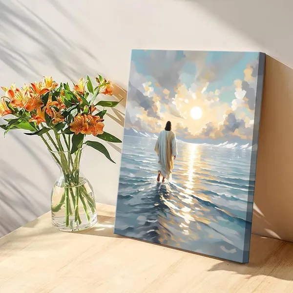 Multicolor_Jesus_Walking_On_Water_Canvas_Wall_Art_Christian_God_Wall_Decor_Picture_Religious_Spirit_Faith_Poster_Print_|_For_Living_room_Bedroom_Church_Decoration,_12x16in