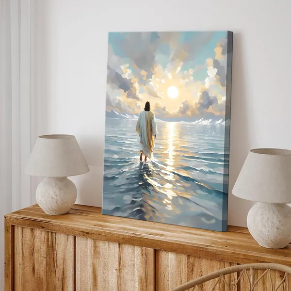 Multicolor_Jesus_Walking_On_Water_Canvas_Wall_Art_Christian_God_Wall_Decor_Picture_Religious_Spirit_Faith_Poster_Print_|_For_Living_room_Bedroom_Church_Decoration,_12x16in