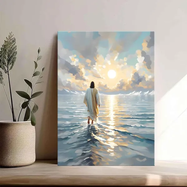 Multicolor_Jesus_Walking_On_Water_Canvas_Wall_Art_Christian_God_Wall_Decor_Picture_Religious_Spirit_Faith_Poster_Print_|_For_Living_room_Bedroom_Church_Decoration,_12x16in