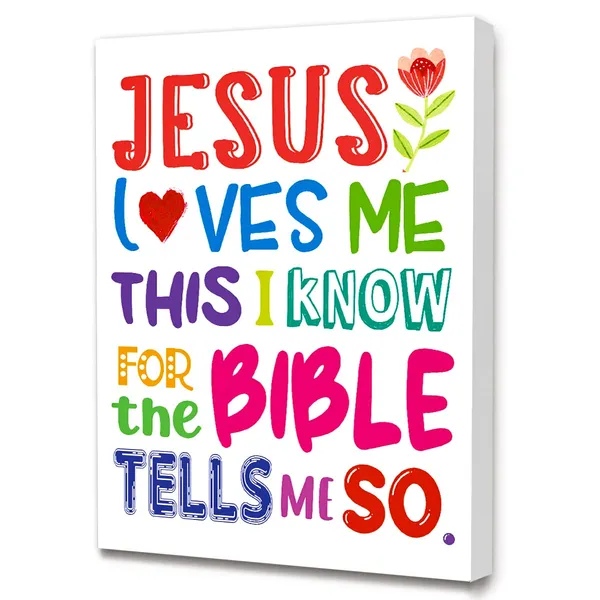 Multicolor_Jesus_Loves_Me_This_I_Know_Wall_Art_Canvas,Religious_Bible_Verse_Cute_Prints_Framed_Wall_Art_,Ready_to_Hang_|_For_Nursery/Home/Bedroom_Decor_Motivational_Canvas_Wall_Art_Gifts_|_For_Kids_Teens_Boys_Girls