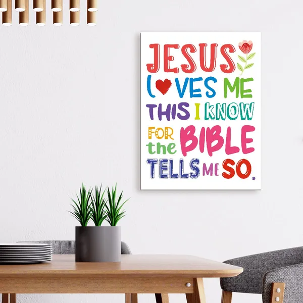 Multicolor_Jesus_Loves_Me_This_I_Know_Wall_Art_Canvas,Religious_Bible_Verse_Cute_Prints_Framed_Wall_Art_,Ready_to_Hang_|_For_Nursery/Home/Bedroom_Decor_Motivational_Canvas_Wall_Art_Gifts_|_For_Kids_Teens_Boys_Girls