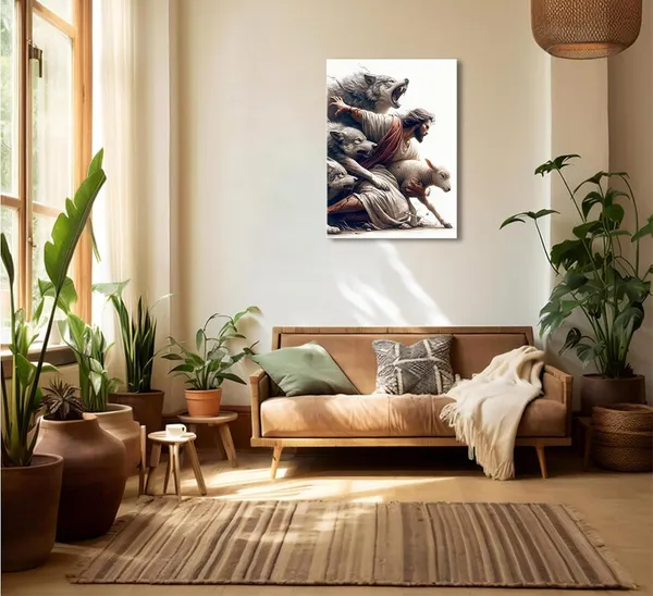 Multicolor_Jesus_and_Lamb_Christian_Wall_Art_Jesus_Saves_the_Lost_Lamb_Canvas_Wall_Decor_Jesus_Lamb_of_God_Posters_Paintings_Prints_Jesus_Christ_Artwork_|_For_Living_Room_Bedroom_Church_Home_Decortion
