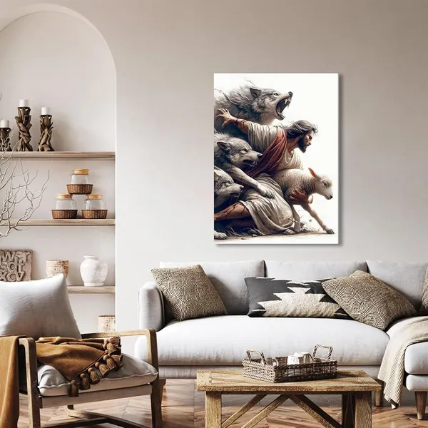 Multicolor_Jesus_and_Lamb_Christian_Wall_Art_Jesus_Saves_the_Lost_Lamb_Canvas_Wall_Decor_Jesus_Lamb_of_God_Posters_Paintings_Prints_Jesus_Christ_Artwork_|_For_Living_Room_Bedroom_Church_Home_Decortion