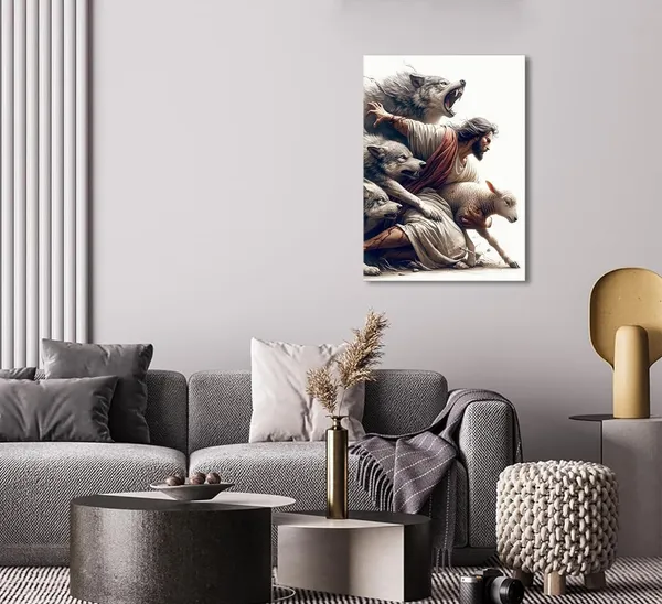 Multicolor_Jesus_and_Lamb_Christian_Wall_Art_Jesus_Saves_the_Lost_Lamb_Canvas_Wall_Decor_Jesus_Lamb_of_God_Posters_Paintings_Prints_Jesus_Christ_Artwork_|_For_Living_Room_Bedroom_Church_Home_Decortion