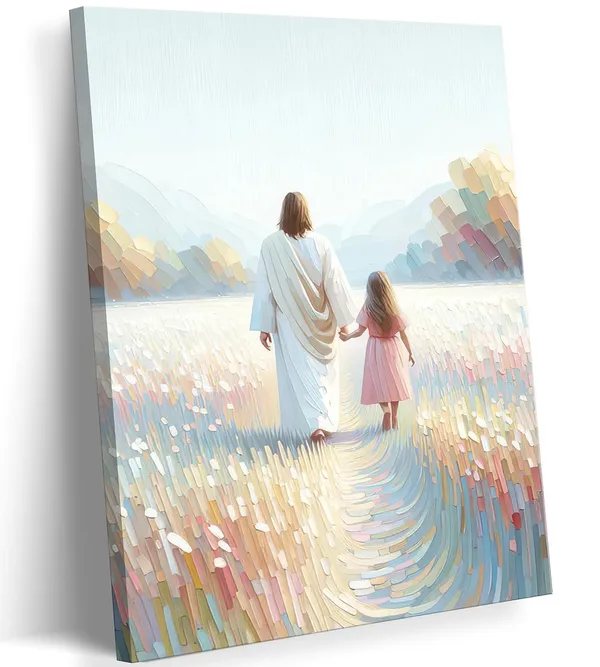 Multicolor_Jesus_Canvas_Wall_Art_Girl_Walking_with_Jesus_Painting_Pictures_Wall_Decor_Christian_Spiritual_Religious_Gift_Posters_Prints_|_For_Prayer_Room_Living_Room_Women_Gift_Scene_Home_Decoration_(Canvas,