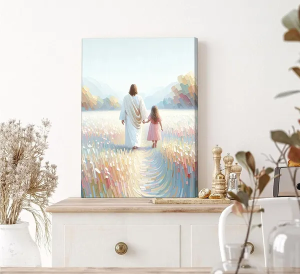 Multicolor_Jesus_Canvas_Wall_Art_Girl_Walking_with_Jesus_Painting_Pictures_Wall_Decor_Christian_Spiritual_Religious_Gift_Posters_Prints_|_For_Prayer_Room_Living_Room_Women_Gift_Scene_Home_Decoration_(Canvas,