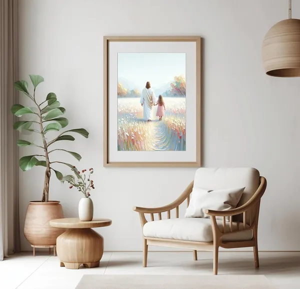 Multicolor_Jesus_Canvas_Wall_Art_Girl_Walking_with_Jesus_Painting_Pictures_Wall_Decor_Christian_Spiritual_Religious_Gift_Posters_Prints_|_For_Prayer_Room_Living_Room_Women_Gift_Scene_Home_Decoration_(Canvas,