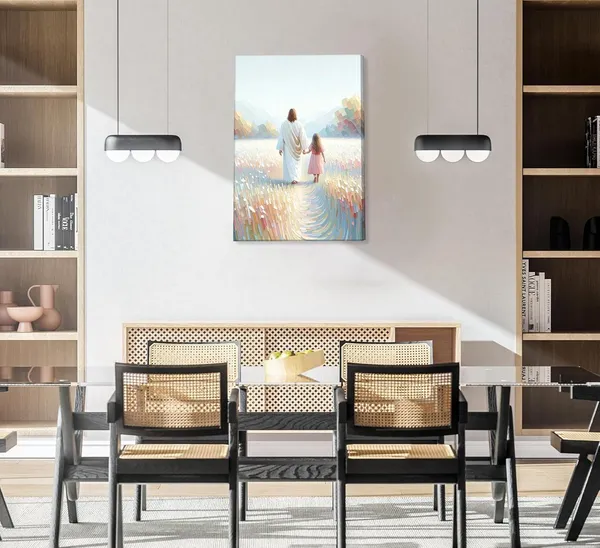 Multicolor_Jesus_Canvas_Wall_Art_Girl_Walking_with_Jesus_Painting_Pictures_Wall_Decor_Christian_Spiritual_Religious_Gift_Posters_Prints_|_For_Prayer_Room_Living_Room_Women_Gift_Scene_Home_Decoration_(Canvas,