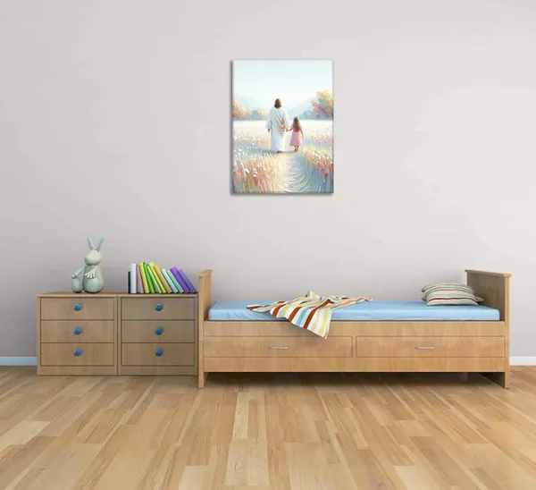 Multicolor_Jesus_Canvas_Wall_Art_Girl_Walking_with_Jesus_Painting_Pictures_Wall_Decor_Christian_Spiritual_Religious_Gift_Posters_Prints_|_For_Prayer_Room_Living_Room_Women_Gift_Scene_Home_Decoration_(Canvas,
